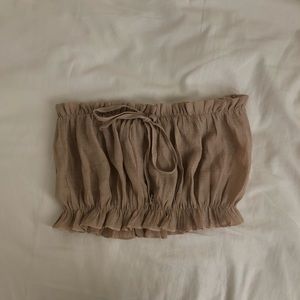 tan beige ruffled tube top